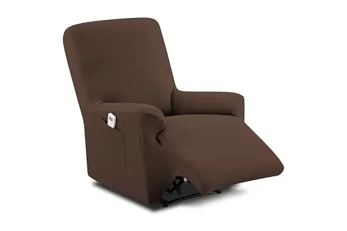 Funda de Sillón Elástica Relax Completo TEIDE, Tamaño 1 Plaza -Desde 70 a 100Cm. Color Marrón