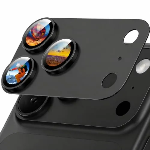 Jurqqer Protector Lente Cámara para iPhone 18 Pro Max, Negro | Vidrio Templado 9H, HD Alta Transparencia, Antihuellas, Cubierta Antirrayas, Compatible con Fundas, HD Claro