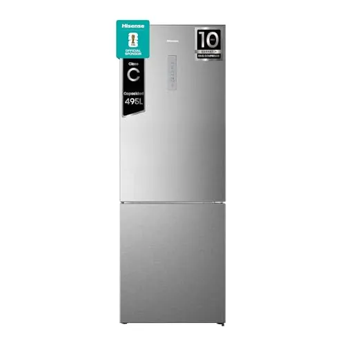 Hisense RB645N4BIC Frigorífico Combi 2 Puertas, Class C, 495 l, Alto 200 cm x Ancho 70.4 cm, Color Inox, Metal-Tech Cooling, Fresh Zone, Control de Humedad, Total No Frost, Iluminación LED