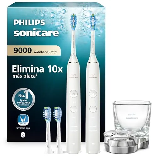 Philips Sonicare DiamondClean 9000 Pack Doble, 4 Modos, 3 Intensidades, Aplicación, Sensor de Presión
