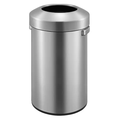 EKO Cubo de Basura 60 L. Uso Comercial, Acero Inoxidable Cepillado, Uso en Exteriores, Interiores. Ideal en Espacios Grandes. Acabado antihuellas, Papelera Moderna y Robusta.
