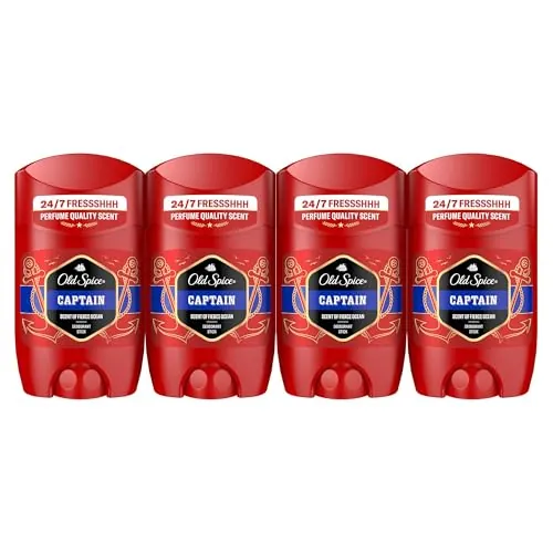 Old Spice Captain Desodorante en Barra para Hombre Sin Aluminio, 4x50ml