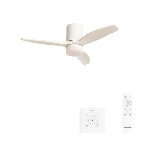 CREATE / WINDCALM S/Ventilador de techo ABS con luz blanco con controlador y mando / 40W, Silencioso, Ø112 cm, 6 velocidades, 3 temperaturas de luz, temporizador, función verano-invierno