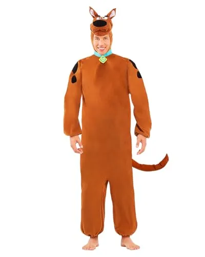 Funidelia Disfraz Oficial de Scooby Doo para hombre y mujer, Mono completo con cabeza de peluche, Talla M - Traje para adultos para fiestas, Carnaval y Halloween