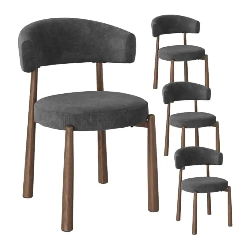 WOLTU Juego de 4 Sillas de Comedor,Chenilla,Gris obsidiana