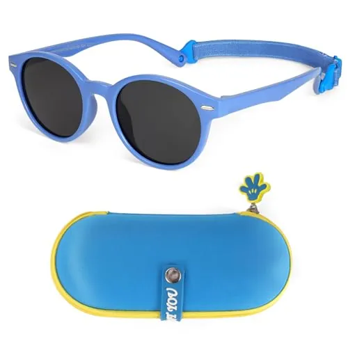 Beipegin Gafas Sol Niño Niña Polarizadas UV400 Protección Rayos Gafas de Sol Infantiles Flexible Gafas de sol con Correa Funda de Gafas - De 3años a 10años