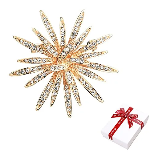 Nifocc Broche de diamantes de imitación de tono dorado Broche Girasol Cristales Pines de Solapa Pines para Mujeres Vestido Ropa Suéter Abrigo Sombreros Decorativos