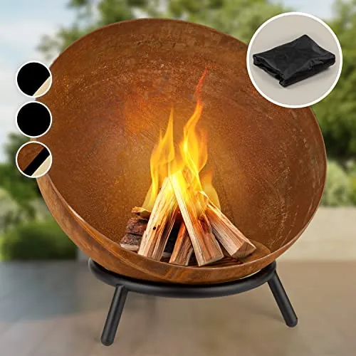 Blumfeldt Brasero Exterior para Jardin, Estufa con Trípode para Camping, Quemador de Leña de Acero, para Terraza, Chimenea, Fireball Fire Pit 66x66 cm