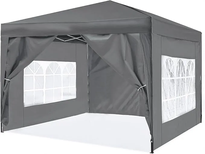 ISE Carpa Plegable 3x3, pergolas de Jardin Robusto, Carpas para Exteriores con 4 Paredes pergolas de Laterales para Reception, Fiesta, Camping, Festival, Cerveza, Carpa Camping Gris