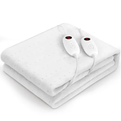TLGREEN Calentador de cama de matrimonio 100 W, 187 x 139 cm, calentador eléctrico calentado, lavable en lavadora, con 6 temperaturas, apagado automático, manta térmica, mantas de cama eléctricas