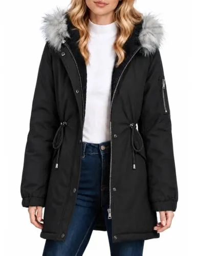 Tuopuda Abrigo Parka Mujer Largo con CapuchaAbrigo Gruesa Chaqueta de invierno cálidoa Prueba de Viento(Negro,S)