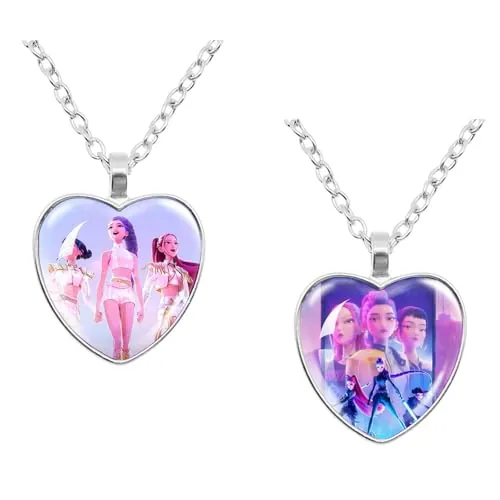 Xtaguvdm 2pcs Collares, Collar de Dibujos Animados con Pendientes, Joyería Cartoon, Collares con Colgante de Corazón, Ideal como Regalo de Cumpleaños para Fans