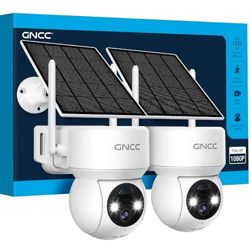 GNCC 2PCS Camara Vigilancia WiFi Exterior Solar con Bateria Sin Cables