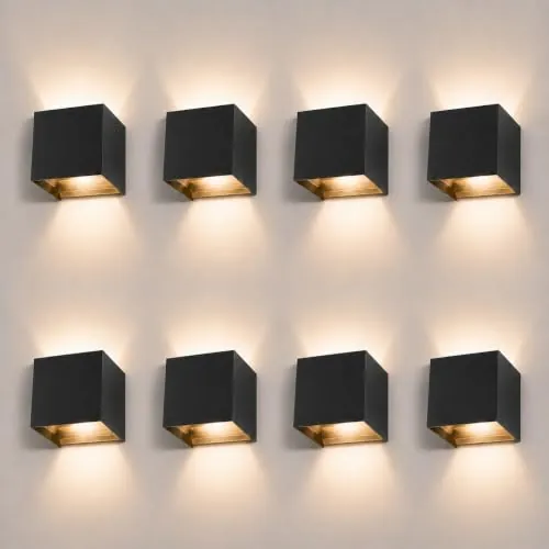 ledmo 8 Piezas Aplique Pared Exterior LED 12W 3000K IP65 Ángulo Ajustable