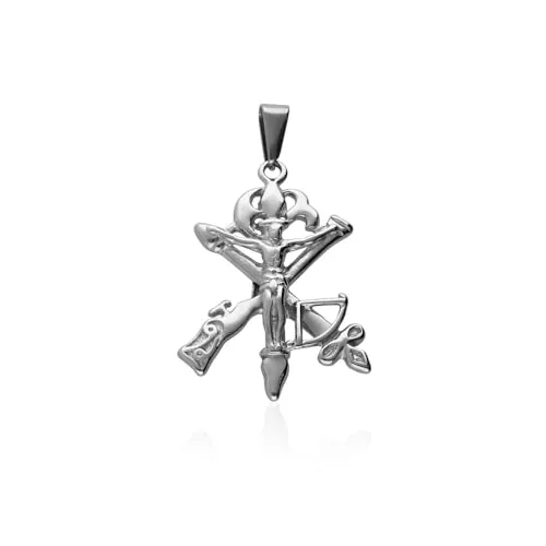 AVANCY Cruz Legion con Cristo en Relieve Acero 316 L.
