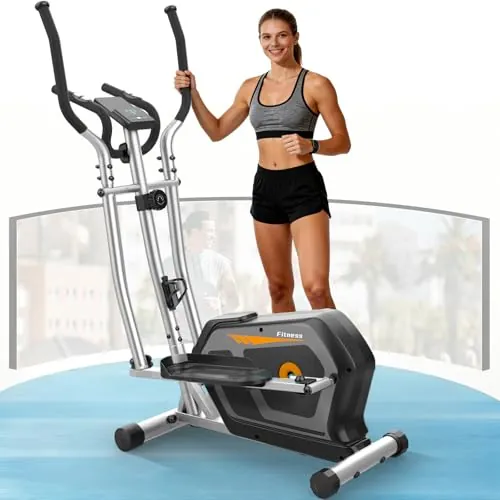 Bicicleta Elíptica,3 en 1 Máquina Elíptica para Casa con 16 Niveles de Resistencia,Monitor LCD, Bluetooth App y Soporte para Dispositivos,Pedal Antideslizante, Ejercicio Peso máximo 287LBS