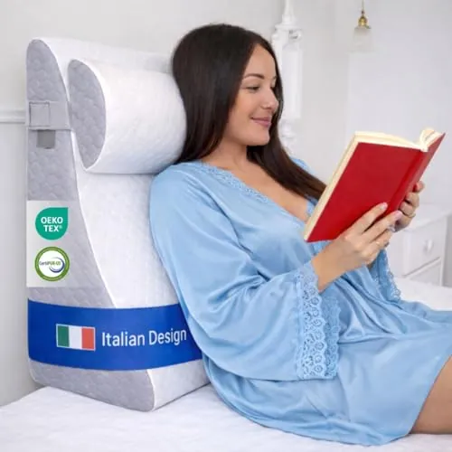 Ritalia® COJÍN Respaldo Cama Lectura 60x60x30cm Almohada Triangular Respaldo Cama | Almohada ANTIREFLUJO Adulto con CUÑA para REFLUJO Y POSTQUIRÚRGICO