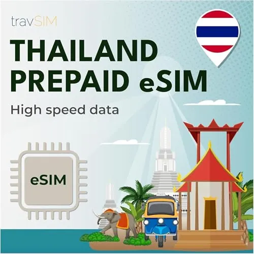 travSIM Tailandia eSIM | Datos móviles ilimitados | Funciona en Dispositivos iOS y Android | El Plan de Esta eSIM para Tailandia es válido Durante 30 días
