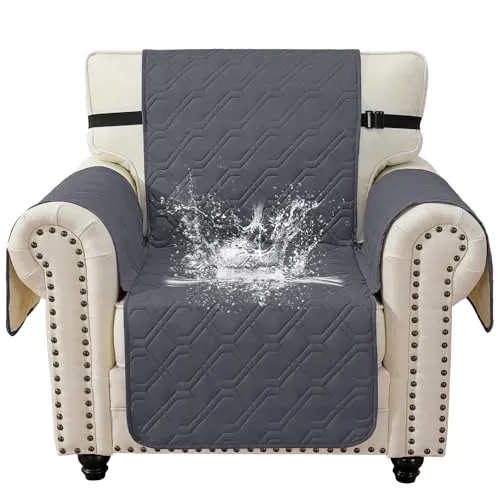 YSTELLAA Funda Sofa 1 Plaza con Brazos, Antimanchas, Gris Oscuro
