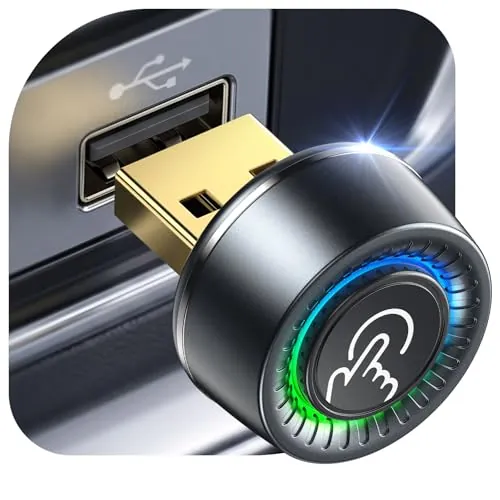 Adaptador CarPlay Inalámbrico - Cambio entre 2 Móviles con Botón, Android Auto Inalámbrico, Ultra Mini, Conexión Estable sin Sobrecalentamiento, Compatible con iPhone (iOS 10+) y Android 10+, USB-A/C