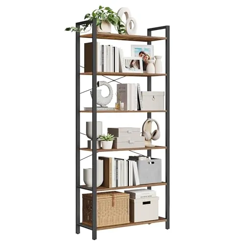 VASAGLE Estanteria Libros 6 Niveles, Libreria Industrial, 78 x 30 x 185,5cm