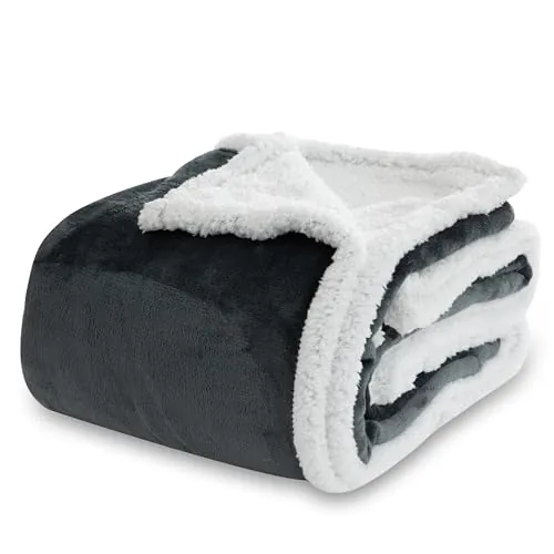 Winthome Manta Gruesa Cálida, Doble Capa Sherpa (Gris, 130x170cm)