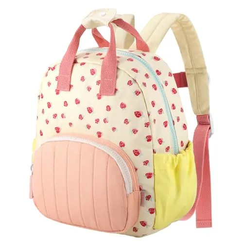 GAGAKU Mochila Guarderia Niña para 30cm Mochila Pequeña Escolar Niño de 2-4 Años Mini Mochila Bolso de viaje Ajustable con Bolsillos Laterales Mochila Primaria Niñas Regalo de Cumpleaños - Rosa Fresa