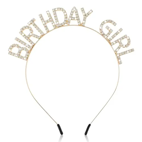 Jeffdad Corona de cumpleaños para niñas, diadema de cumpleaños, diadema con brillantes y brillantes, accesorio para mujeres y niñas decoración navideña (dorado)