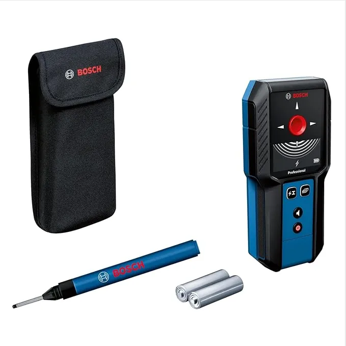 Bosch Professional detector de pared GMS 100-23 (profundidad de detección máx. de metal no magnético/metal magnético/cables con corriente/madera: 100/80/50 mm, 2 pilas AA, bolsa)