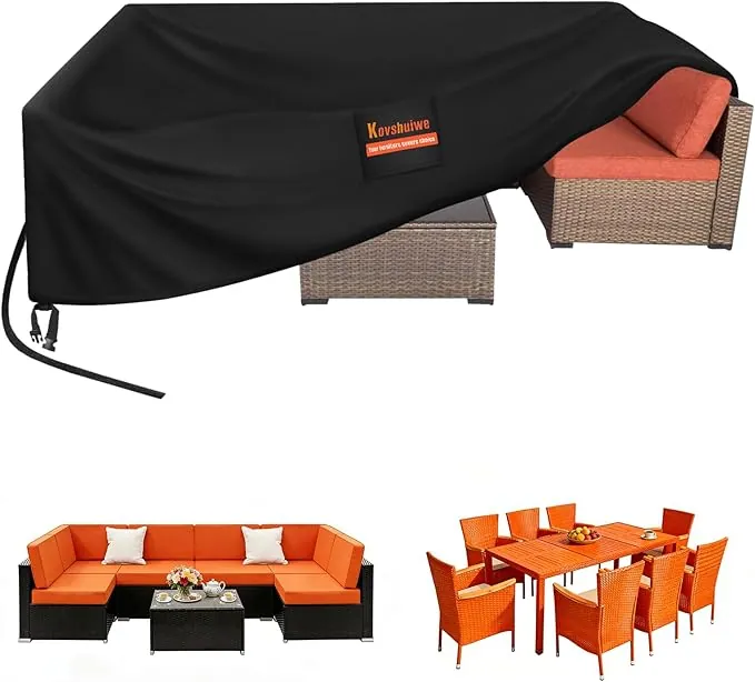 Kovshuiwe Cubierta de Muebles de Jardín,250x210x90cm Cubierta Protectora de Muebles de Jardín Impermeable,Resistente al Viento,Resistente a los UV,420D Resistente al Viento,Cubierta Protectora