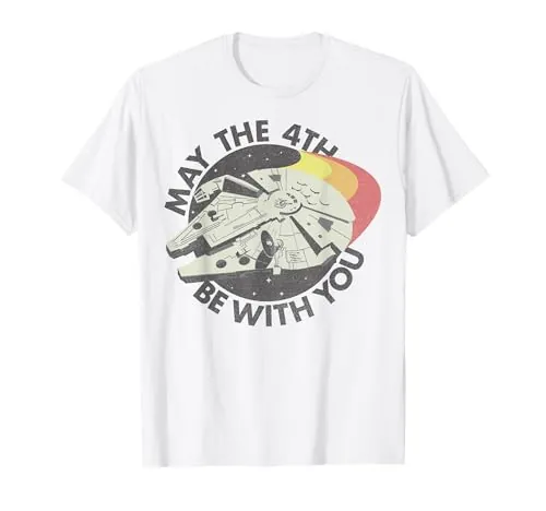 Star Wars Millennium Falcon May The 4th Be With You Retro Camiseta