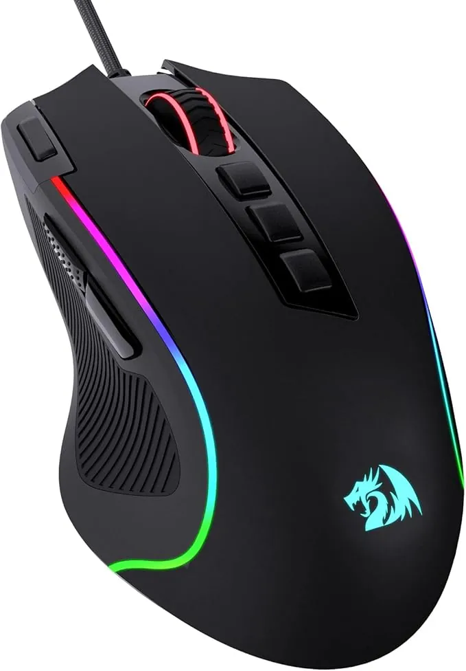 Redragon M612 Predator RGB - Ratón óptico con Cable de 8000 dpi con 11 Botones programables y 5 Modos retroiluminados, Software Compatible con Botones de Disparo rápido