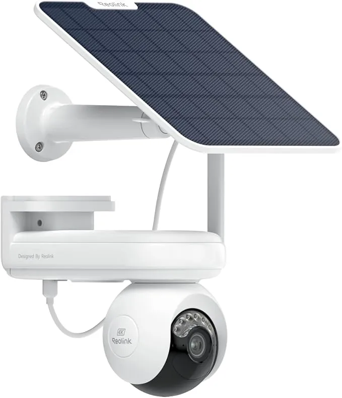 Reolink Altas PT Ultra, 4K Camara Vigilancia Exterior Solar, Batería Recargable de 20000 mAh, Visión Nocturna ColorX, Vigilancia de 360° con Seguimiento Automático, 8MP PT Cámara con Wi-Fi 6