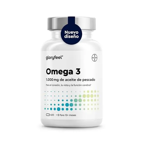 Omega 3 Aceite de Pescado - 400 Cápsulas - 1000mg por Cápsula - Con ácidos grasos Omega-3 EPA y DHA - Omega3 fish oil para colesterol, cerebro, visión y corazón*.