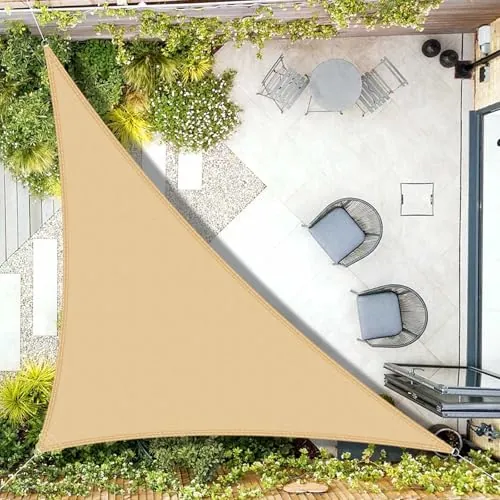 AXT SHADE Toldo Vela de Sombra Impermeable Triangular 3x3x4,25m Protección Rayos UV para Exterior Terraza Patio Jardín-Arena