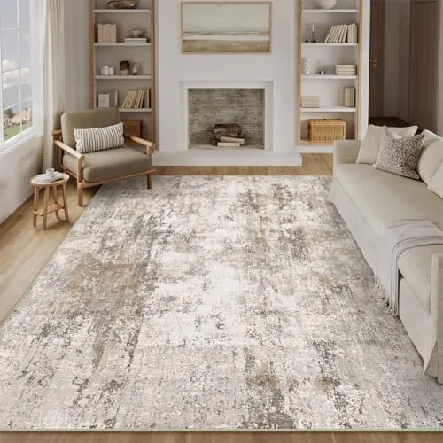 HUGEAR Alfombra Salon 300x400cm Marrón Gris Lavable