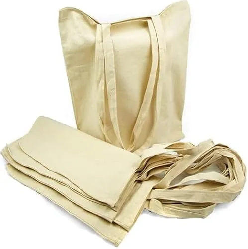 AKARURE Bolsa algodón 42 x 38 cm. Bolsa Asas largas - Tote Bag Algodón - Bolsas de tela para pintar - 10 uds (10)