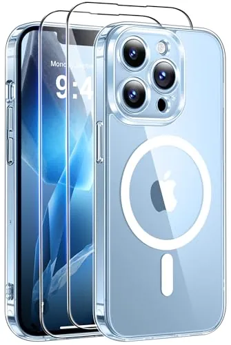 Qasyfanc Funda para iPhone 13 Pro MAX Compatible con MagSafe, Transparente