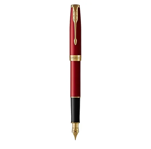 Parker Sonnet pluma estilográfica | lacada en rojo con adorno dorado | plumín mediano | en estuche de regalo