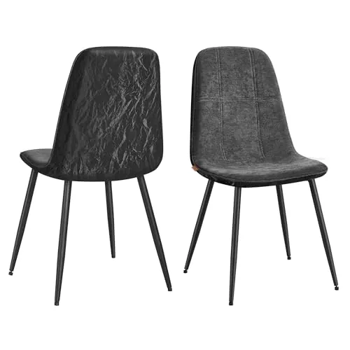 VASAGLE Sillas de Comedor Modernas, Set de 2, Felpilla y Polipiel