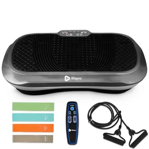 LifePro Waver - Máquina de Ejercicio con Placa de vibración para Entrenamiento Cuerpo Completo, 99 Niveles Velocidad, Bandas Resistencia, Control Remoto, Fitness en casa y Plataforma - Gris