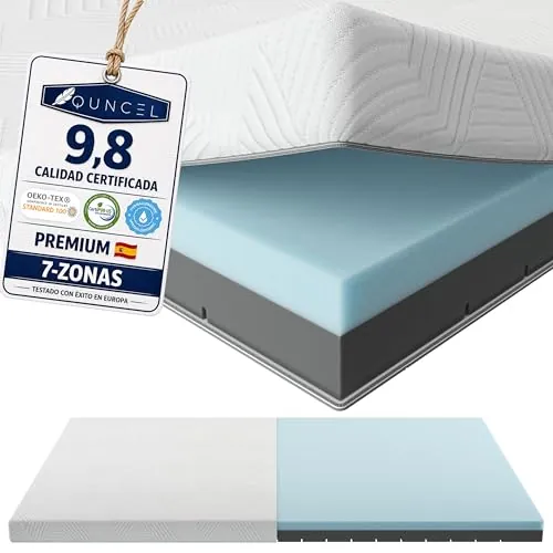 Topper Viscoelástico 135x190 Híbrido ViscoGel | 7 cm | Alivia Dolor de Espalda y Cervicales | Descanso Profundo | Mattress Topper Colchon | Toper Colchon 135x190