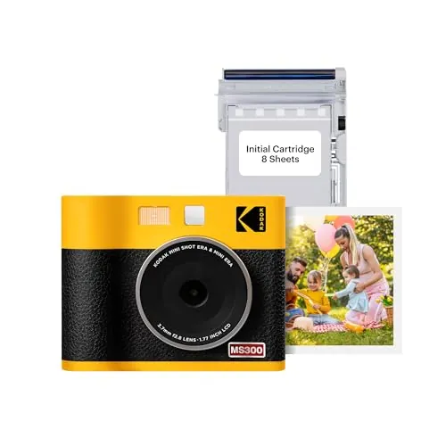 Kodak Mini Shot 3 ERA 4PASS – Appareil Photo Instantané & Imprimante Photo 2-en-1 (3x3) – Design Rétro, Connexion Bluetooth, Photos Haute Qualité Résistantes à l'Eau - Jaune