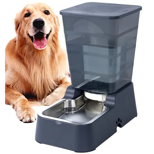 Dispensador Automático de Comida y Agua para Perros y Gatos, 5L - para Mascotas Medianas y Grandes, Otros Animales (Gris Oscuro)