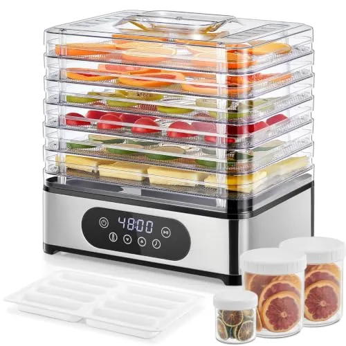 FOHERE Deshidratador de Alimentos, 6 Bandejas de Acero Inoxidable, 35-70°C