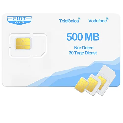 EIOTCLUB Tarjeta Prepago, Tarjeta Solo Datos Compatible con Red Vodafone, Orange y Telefónica, para cámara 4G LTE, Caza de cámara 4G, Routers y localizador GPS, sin Contrato no Hay número de teléfono