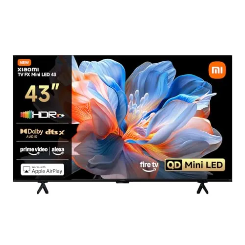 XIAOMI TV FX Mini LED de 55 Pulgadas, Smart TV con QD-Mini LED, 4K UHD, Fire TV, HDR10+, 60 Hz con Modo Game Boost a 120 Hz, MEMC, DTS:X, AirPlay 2, HDMI, Modo Filmmaker, Control por Voz con Alexa
