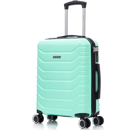 RAYKONG Maleta de Cabina 55x40x20cm Policarbonato (40L) semirígida Trolley pequeño Equipaje de Mano 4 Ruedas giratorios a 360º Cierre numérico (Menta)