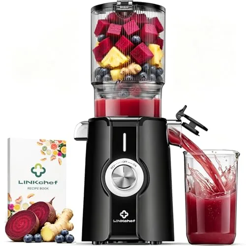 LINKChef Extractor de Jugo Lento, 200W, Boca 115mm, 1,2L, Sin BPA