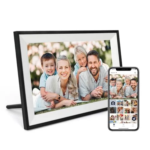 Marco de Fotos Digital de 10,1 Pulgadas Anna Bella con Conectividad WiFi, Rotación Automática y Configuración Simple para Compartir Fotografías o Videos de Manera Remota Mediante la AiMOR